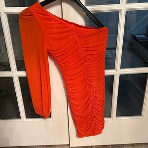 Elegant Orange One-Shoulder Skirt